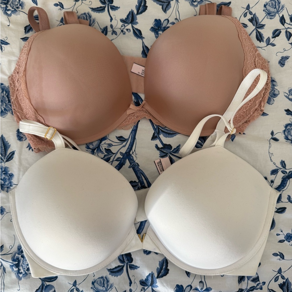 Victoria's Secret Seamless T-Shirt Bras White and Tan